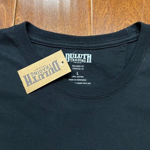 Duluth Trading Co Basic Relaxed Fit Longtail Black Pocket Tee Men's Size Large - Picture 6 of 6